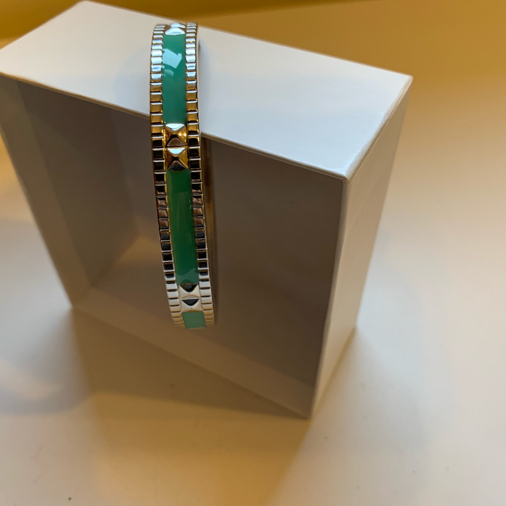 Silver and sea foam green bracelet